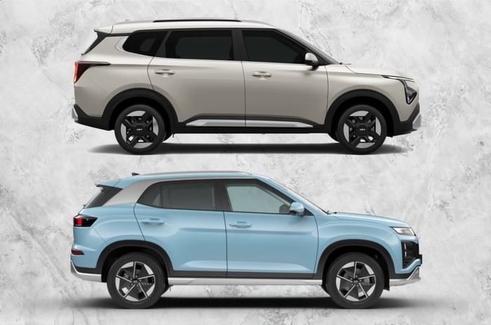 Kia Carens Clavis EV and Hyundai Creta Electric side shots